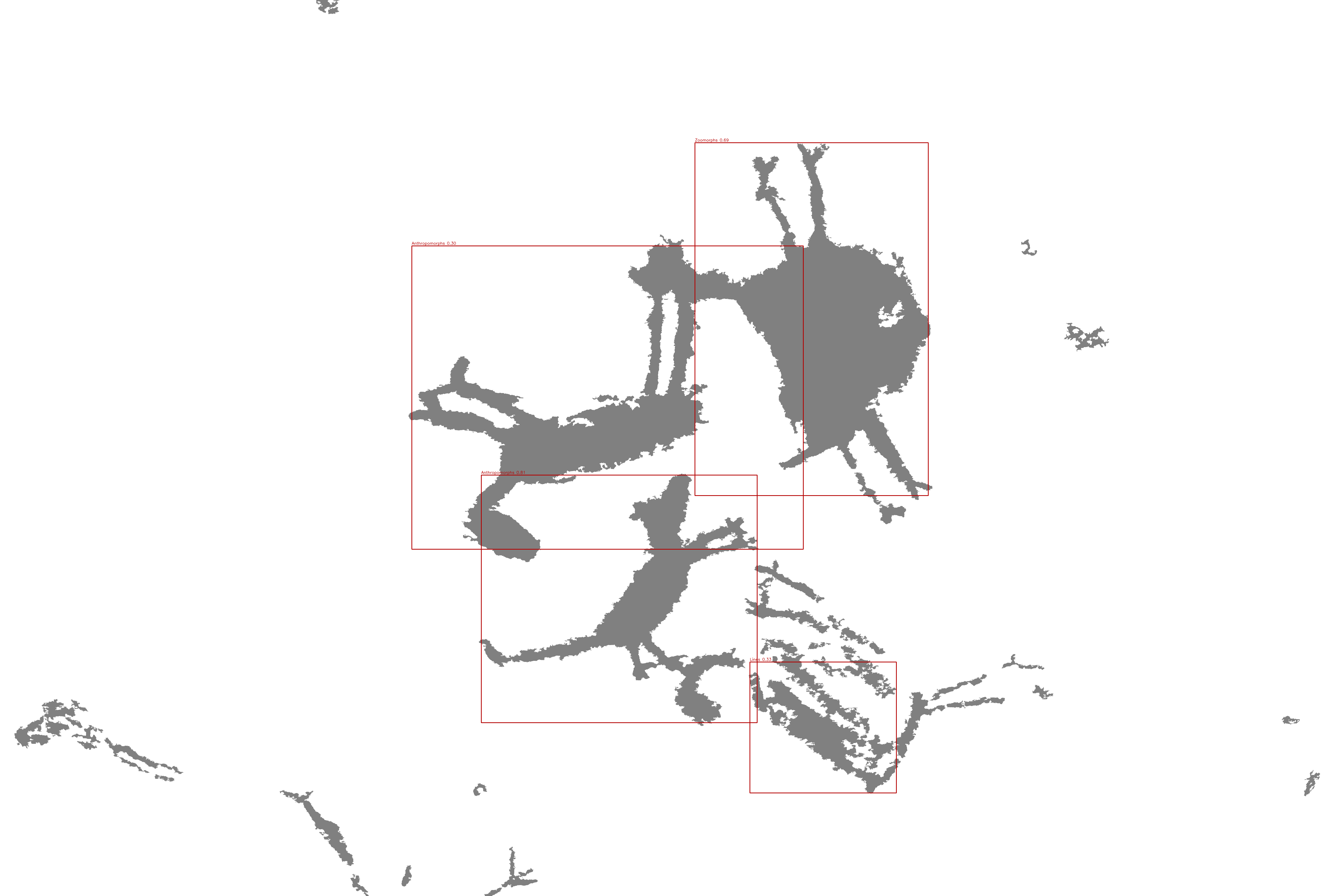The tracing with detected motifs boxed and labelled