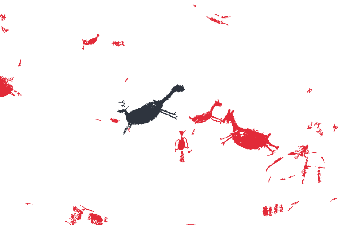 In red, the pigment that cleaning would have deleted