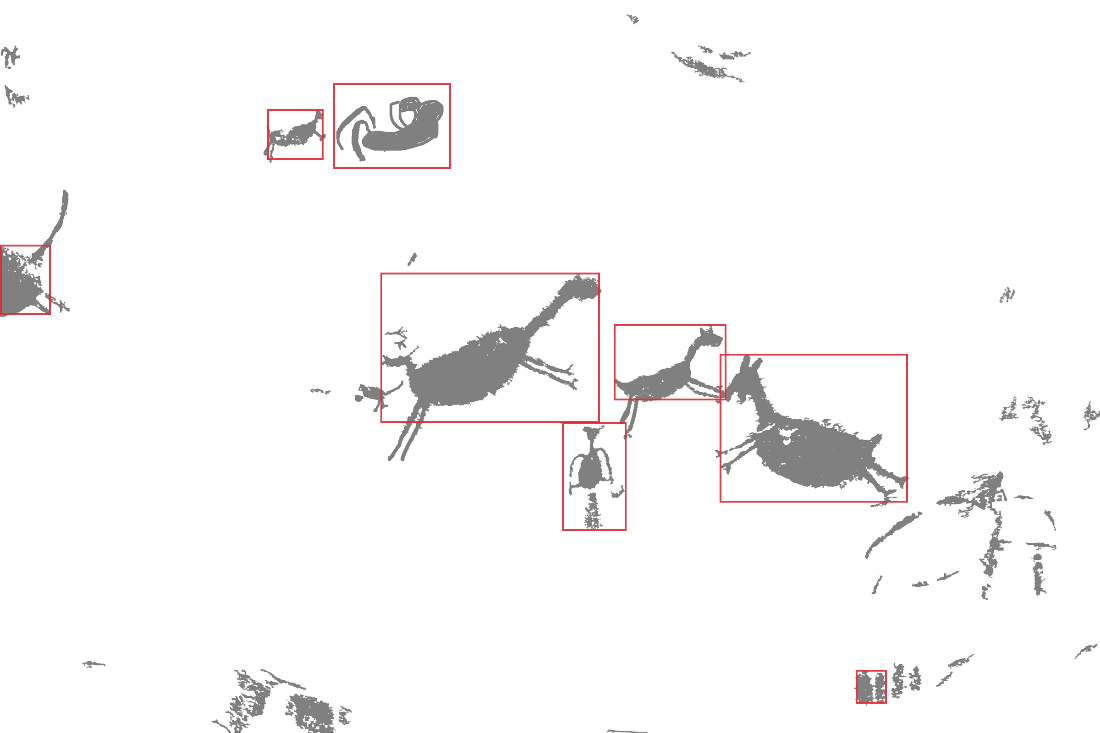 The same tracing with the detected motif regions boxed